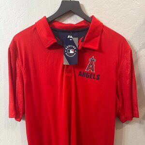 NWT Los Angeles Angels MLB Polo Shirt Men’s L Red Performance Golf Top